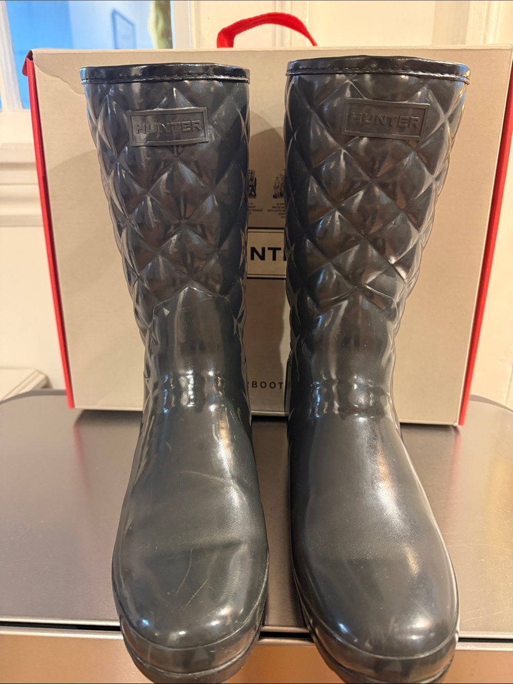 Hunter Refined Gloss Quilted Short Rainboots